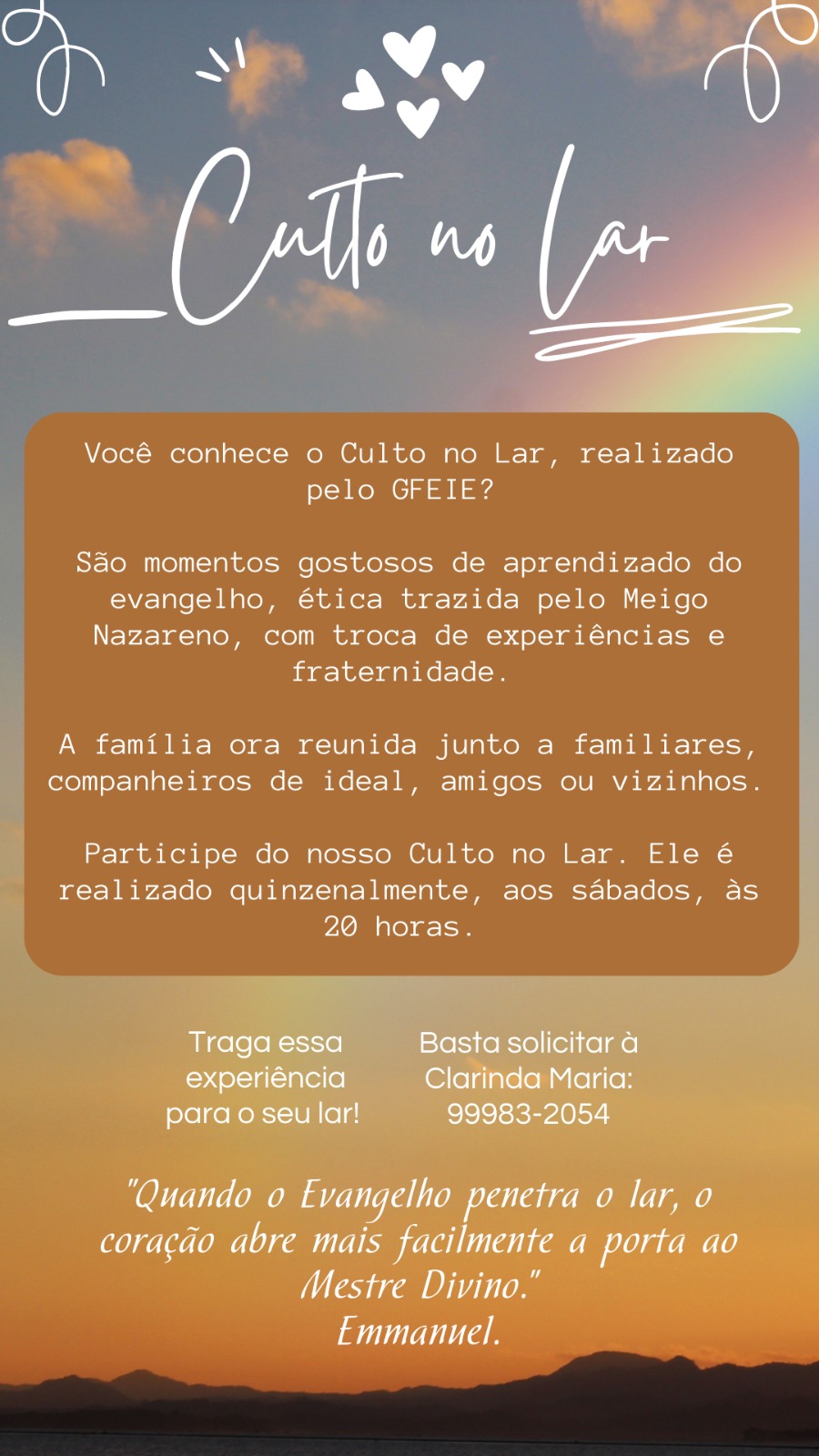Explicações sobre o Culto no Lar